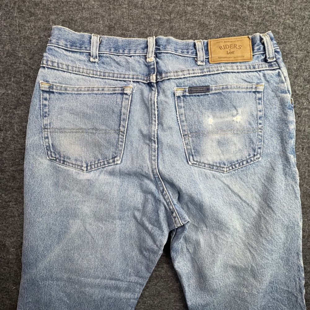 Riders by Lee Jeans Mens 36x29 Blue Distressed Straight Leg Denim‎ Y2K Fit 34x29 - Picture 6 of 12